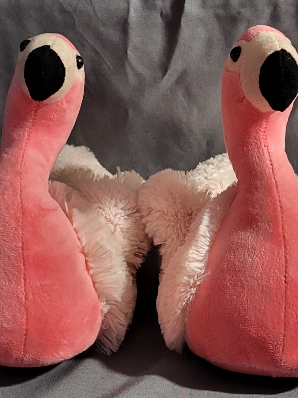 Pink Plush Flamingo Slippers